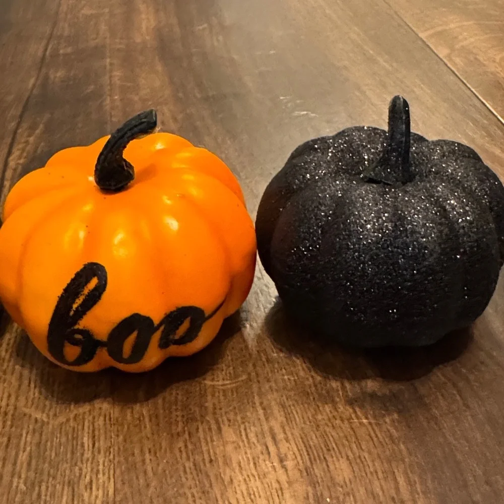 Set of Four Decorative Lightweight Halloween Pumpkins Eek and Boo